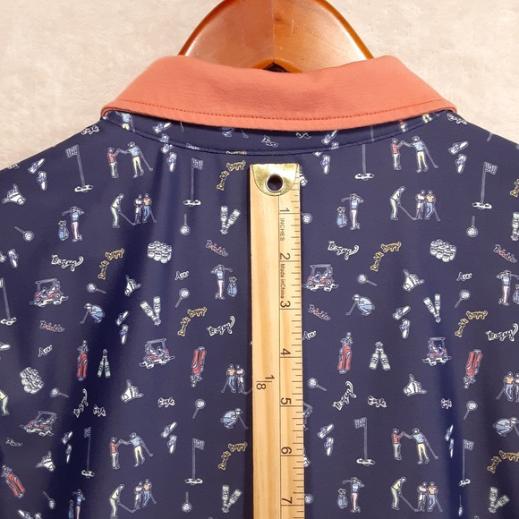 Smith & Quinn Mens Golf Shirt Sz.XL/Blue/Golf Cart Print/Spandex Blend/Quick Dry - Picture 10 of 11